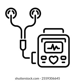 A linear icon of a holter monitor 