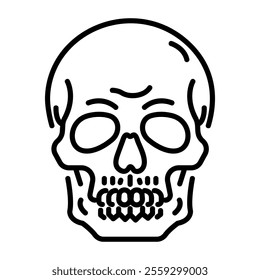 A linear icon of a human skull 