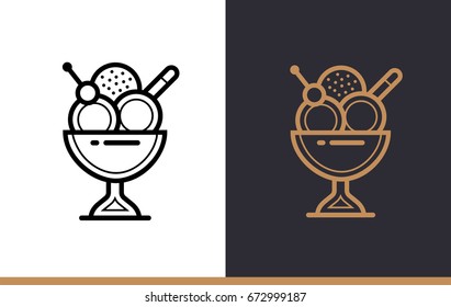 Linear icon ICE CREAM of bakery, cooking. Vector pictogram suitable for websites, presentation and print media