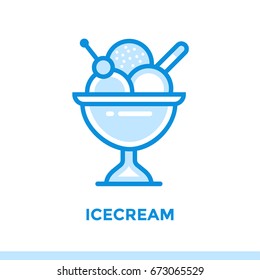 Linear icon ICE CREAM of bakery, cooking. Pictogram in outline style. Suitable for mobile apps, websites and presentation