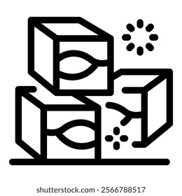 Linear icon of ice cubes melting, representing the impact of global warming