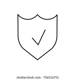 Linear icon illustration protection, secure with lock code, protected for protection of property, protection, shield on white background.