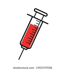 Icono lineal de la inyección extrayendo sangre del paciente