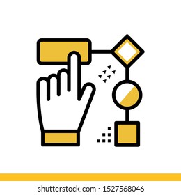 Linear icon of Interaction. Virtual and augmented reality gadgets. Suitable for banners, mobile application, website, interfaces