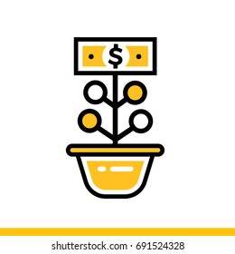 Linear icon investment growth of finance, banking. Suitable for print design, websites and design templates