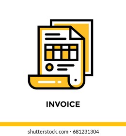 Linear icon INVOICE of finance, banking. Pictogram in outline style. Suitable for mobile apps, websites and design templates