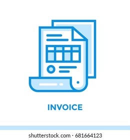 Linear icon INVOICE of finance, banking. Suitable for mobile apps, websites and design templates