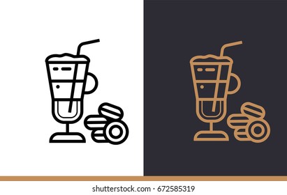 Linear icon LATTE of bakery, cooking. Pictogram in outline style. Suitable for mobile apps, websites and presentation
