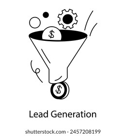 A linear icon of lead generation 