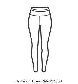 Linear icon of leggings. Simple black and white vector illustration of women's clothing in a minimalist line style. Perfect for fashion and apparel design projects.