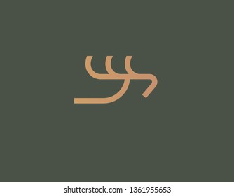 Linear icon logo deer horns animal minimalism