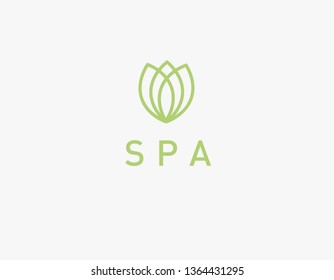 Linear icon logo flower tulip for spa salon