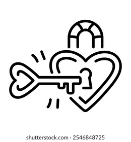 A linear icon of love lock tattoo 