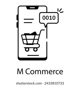 Here�s a linear icon of m commerce