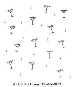 LINEAR ICON OF MARTINI DRINK BOWLS IN BACKGROUND