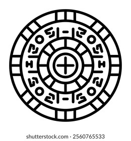 A linear icon of mayan calendar
