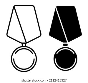Linear icon. medal of soldier, military round order, badge of distinction for courage and bravery in battle. Simple black and white vector isolated on white background