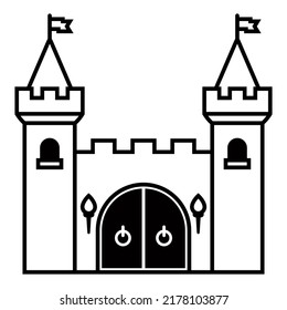 linear icon of a medieval castle made of stone walls. flat vector illustration.