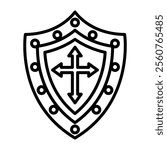 A linear icon of a medieval shield 