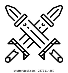 A linear icon of medieval swords 