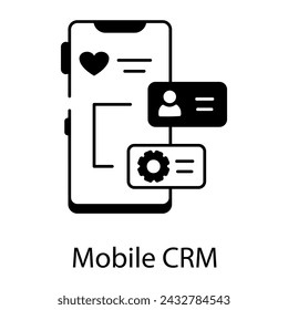 Here�s a linear icon of mobile crm