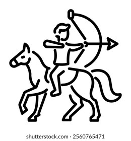 A linear icon of a mongolian archer 