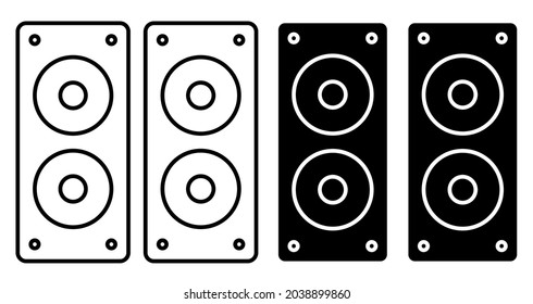 Linear icon. Musical speakers for playing music. Disco equipment. Simple black and white vector isolated on white background