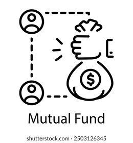 Un icono lineal de fondo mutuo 