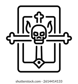 A linear icon of a mysterious tarot card 