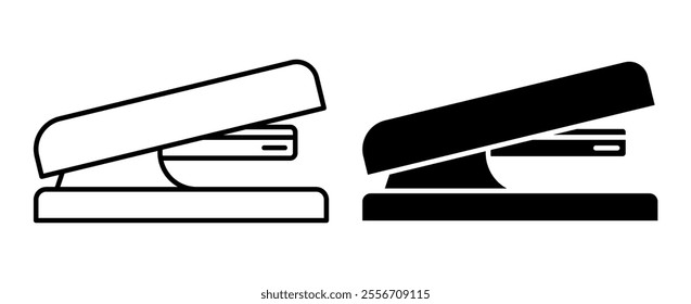 Linear icon, office staplers for joining sheets of paper with staples. Simple black and white vector isolated on white background