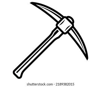 linear icon old pickaxe for resource extraction. working tool in the mine. flat vector illustration.