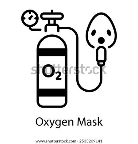 A linear icon of oxygen mask with tank 