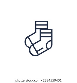 Linear icon of pair of men socks. Casual clothes and shoes. Wardrobe item to create modern fashionable look. Simple dark grey vector symbol isolated on white background