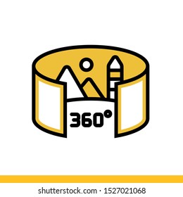 Linear icon Panoramic photo. Virtual and augmented reality gadgets. Suitable for banners, mobile application, website, interfaces