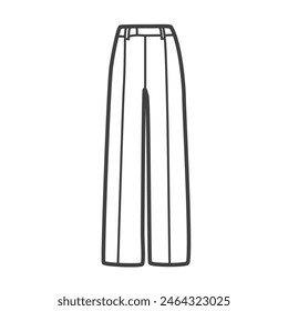 Linear icon of pants. Simple black and white vector illustration of women's clothing in a minimalist line style. Perfect for fashion and apparel design projects.