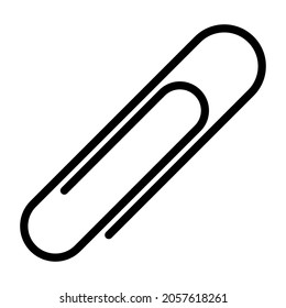 Linear icon. Paper clip for binding documents and paper sheets. Simple black and white vector isolated on white background