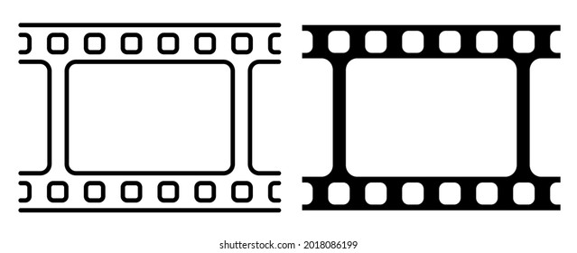 Linear icon. Part of old 35 mm photo film. World cinema day December 28th. Simple black and white vector