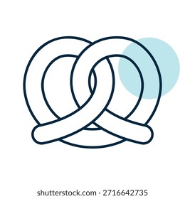Um ícone linear com um preenchimento parcial de cor que mostra um pretzel alemão acabado de assar. Ideal para padaria, lanches e projetos relacionados a bares.
