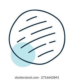 Un icono lineal con un relleno de color parcial que muestra un pan plano de pita redondo tradicional. Ideal para los conceptos alimentarios mediterráneos y de Oriente Medio.