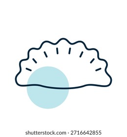 Un icono lineal con un relleno parcial de color de una masa tradicional Cheburek o Yantik. Ideal para restaurantes, cocina y conceptos de comida.