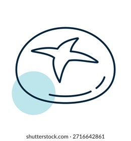 A linear icon with a partial color fill showing a freshly baked artisan bread loaf with scoring. Perfect for bakery and homemade bread concepts.