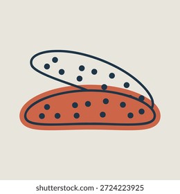 Ein lineares Symbol mit einer partiellen Farbfüllung von zwei köstlichen italienischen Biscotti-Keksen, perfekt für Kaffee- und Teekocher.