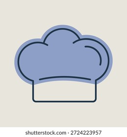 A linear icon with a partial color fill of a classic chef's hat, also known as a toque blanche. Ideal for cooking, restaurant, and bakery-related concepts.