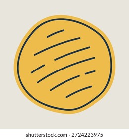 Um ícone linear com um preenchimento parcial de cor mostrando um pão-chato pita redondo tradicional. Ideal para conceitos alimentares do Mediterrâneo e do Oriente Médio.
