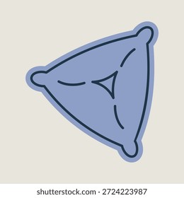 Un icono lineal con un relleno de color parcial de la tradicional masa Samsa o Samosa. Ideal para cocina, comida y conceptos de restaurante.