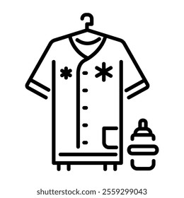 A linear icon of patient gown 