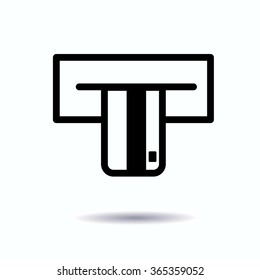 Linear Icon to pay by credit card at an ATM, Vector.