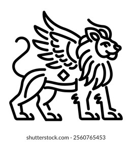 A linear icon of a persian lion 