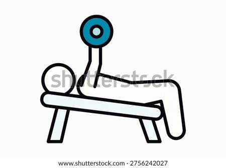Linear icon of a person doing a dumbbell bench press in the gym