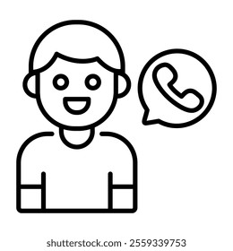 A linear icon of a person doing phone call 